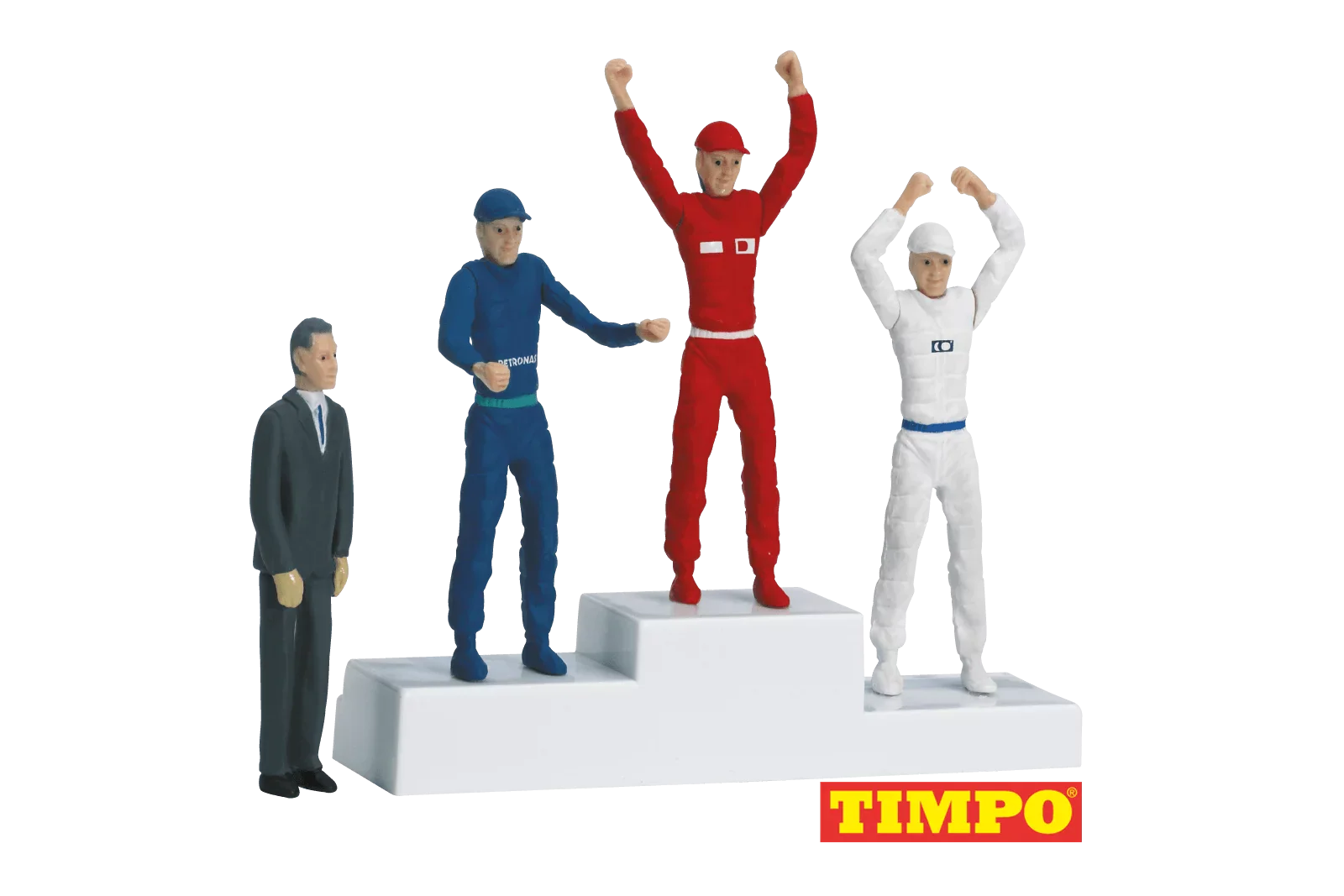 Victors' podium with set of figures