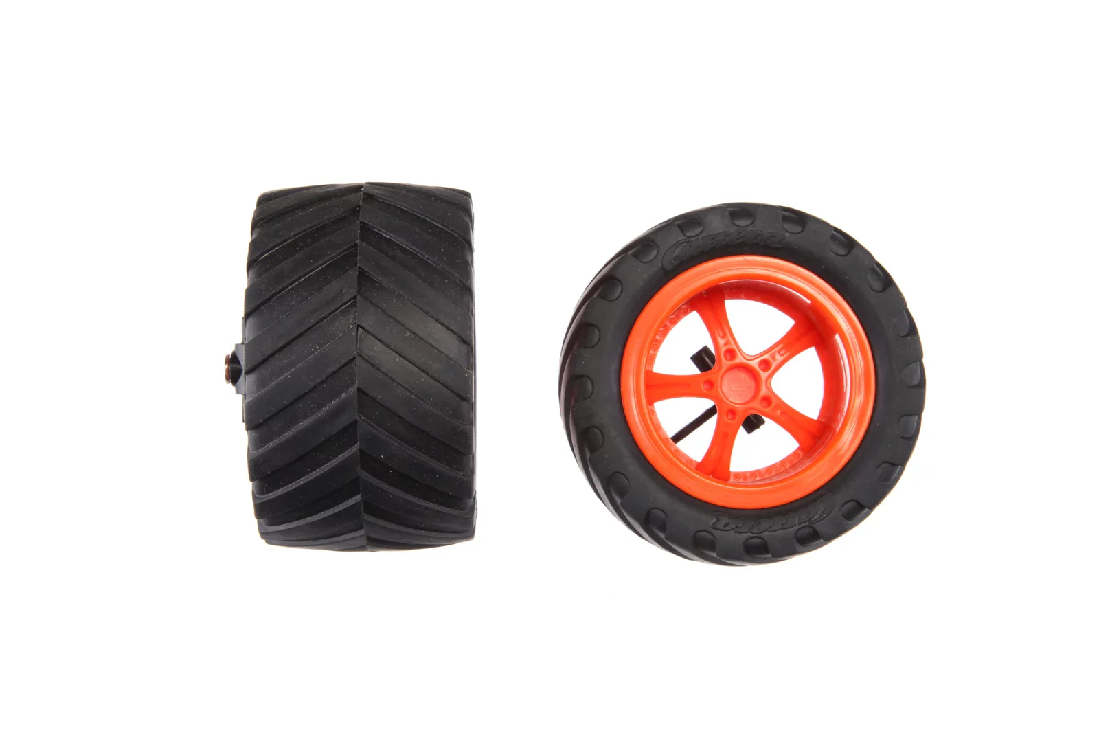 2 front wheels (tyres+wheel rims) + Wheel suspension for Carrera SUV, orange (181056)